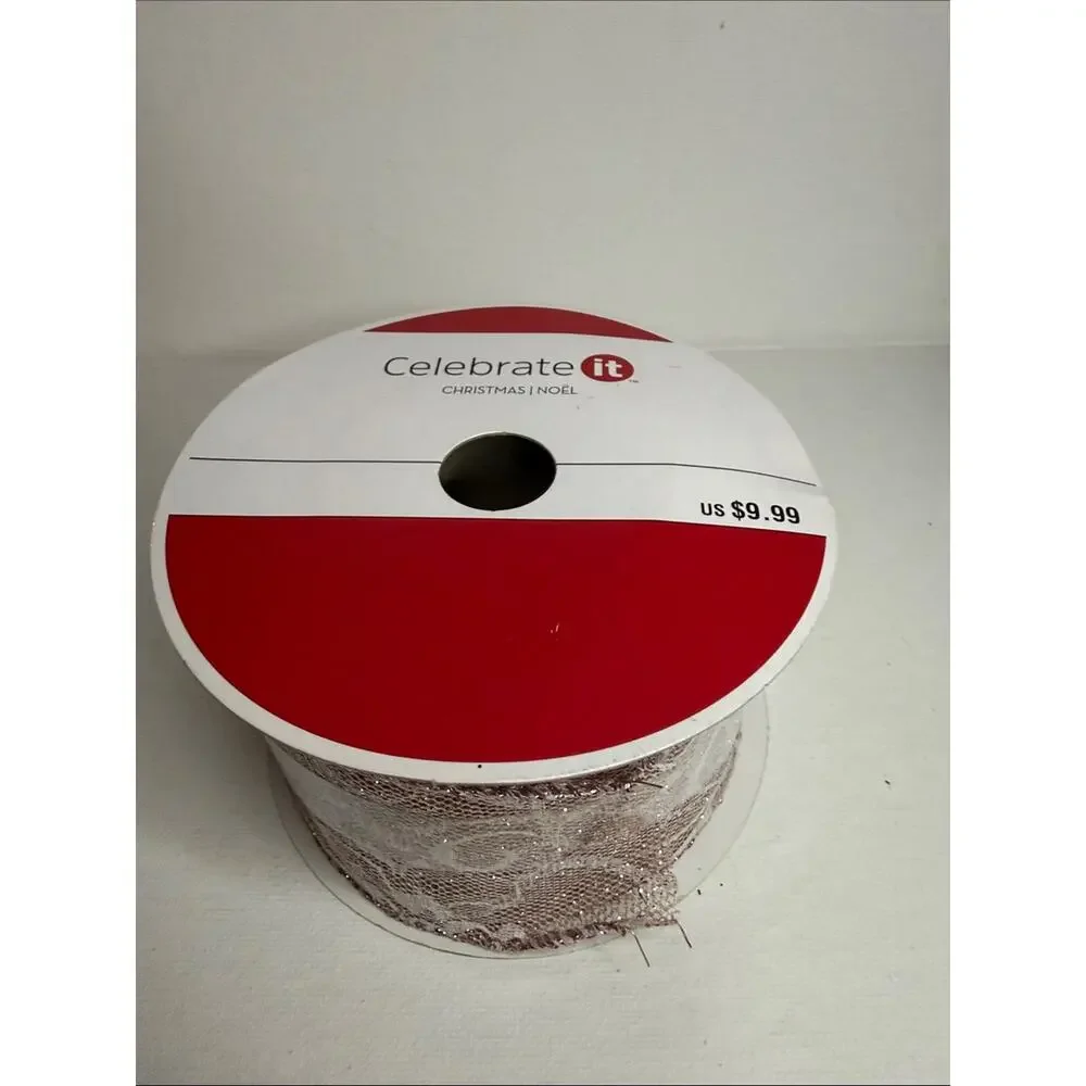 Celebrate It Metallic Lace Ribbon - Rose